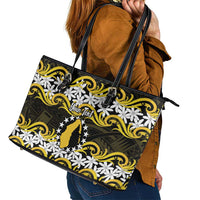Personalised Cook Islands Aitutaki Leather Tote Bag Tiare Maori Polynesian Waves Tattoo