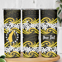Personalised Cook Islands Aitutaki Skinny Tumbler Tiare Maori Polynesian Waves Tattoo LT14 - Polynesian Pride