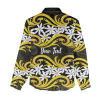 Personalised Cook Islands Aitutaki Women Casual Shirt Tiare Maori Polynesian Waves Tattoo LT14 - Polynesian Pride