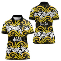 Personalised Cook Islands Aitutaki Women Polo Shirt Tiare Maori Polynesian Waves Tattoo LT14 - Polynesian Pride