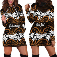 Personalised Cook Islands Rakahanga Hoodie Dress Tiare Maori Polynesian Waves Tattoo LT14 - Polynesian Pride