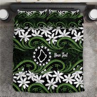 Personalised Cook Islands Palmerston Bedding Set Tiare Maori Polynesian Waves Tattoo