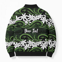 Personalised Cook Islands Palmerston Bomber Puffer Jacket Tiare Maori Polynesian Waves Tattoo