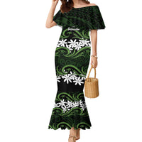 Personalised Cook Islands Palmerston Mermaid Dress Tiare Maori Polynesian Waves Tattoo LT14 Women Green - Polynesian Pride