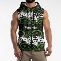 Personalised Cook Islands Palmerston Sleeveless Zip Hoodie Tiare Maori Polynesian Waves Tattoo LT14 - Polynesian Pride