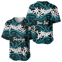 Personalised Cook Islands Penrhyn Atoll Baseball Jersey Tiare Maori Polynesian Waves Tattoo