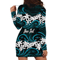 Personalised Cook Islands Penrhyn Atoll Hoodie Dress Tiare Maori Polynesian Waves Tattoo LT14 - Polynesian Pride