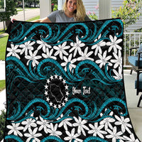 Personalised Cook Islands Penrhyn Atoll Quilt Tiare Maori Polynesian Waves Tattoo
