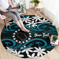 Personalised Cook Islands Penrhyn Atoll Round Carpet Tiare Maori Polynesian Waves Tattoo