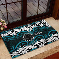 Personalised Cook Islands Penrhyn Atoll Rubber Doormat Tiare Maori Polynesian Waves Tattoo