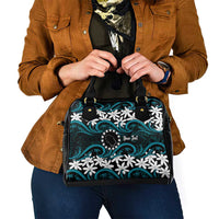 Personalised Cook Islands Penrhyn Atoll Shoulder Handbag Tiare Maori Polynesian Waves Tattoo
