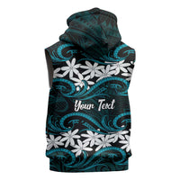 Personalised Cook Islands Penrhyn Atoll Sleeveless Zip Hoodie Tiare Maori Polynesian Waves Tattoo LT14 - Polynesian Pride