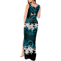 Personalised Cook Islands Penrhyn Atoll Tank Maxi Dress Tiare Maori Polynesian Waves Tattoo LT14 - Polynesian Pride