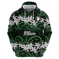 Personalised Cook Islands Mitiaro Zip Hoodie Tiare Maori Polynesian Waves Tattoo