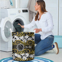 Personalised Cook Islands Manihiki Laundry Basket Tiare Maori Polynesian Waves Tattoo