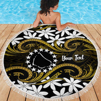 Personalised Cook Islands Manihiki Beach Blanket Tiare Maori Polynesian Waves Tattoo