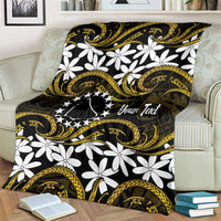 Personalised Cook Islands Manihiki Blanket Tiare Maori Polynesian Waves Tattoo