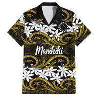 Personalised Cook Islands Manihiki Family Matching Mermaid Dress and Hawaiian Shirt Tiare Maori Polynesian Waves Tattoo LT14 Dad's Shirt - Short Sleeve Gold - Polynesian Pride