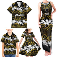 Personalised Cook Islands Manihiki Family Matching Tank Maxi Dress and Hawaiian Shirt Tiare Maori Polynesian Waves Tattoo LT14 - Polynesian Pride