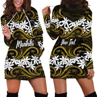 Personalised Cook Islands Manihiki Hoodie Dress Tiare Maori Polynesian Waves Tattoo LT14 - Polynesian Pride