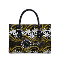 Personalised Cook Islands Manihiki Leather Bag Tiare Maori Polynesian Waves Tattoo