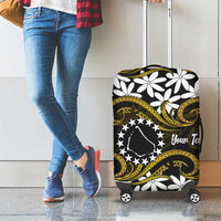 Personalised Cook Islands Manihiki Luggage Cover Tiare Maori Polynesian Waves Tattoo