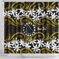 Personalised Cook Islands Manihiki Shower Curtain Tiare Maori Polynesian Waves Tattoo