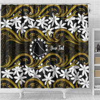 Personalised Cook Islands Manihiki Shower Curtain Tiare Maori Polynesian Waves Tattoo