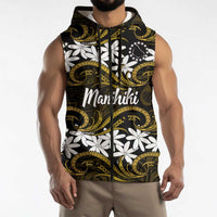 Personalised Cook Islands Manihiki Sleeveless Zip Hoodie Tiare Maori Polynesian Waves Tattoo LT14 - Polynesian Pride