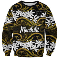 Personalised Cook Islands Manihiki Sweatshirt Tiare Maori Polynesian Waves Tattoo