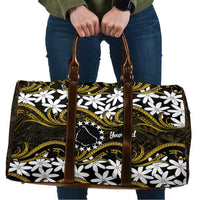 Personalised Cook Islands Manihiki Travel Bag Tiare Maori Polynesian Waves Tattoo