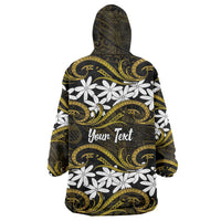Personalised Cook Islands Manihiki Wearable Blanket Hoodie Tiare Maori Polynesian Waves Tattoo LT14 - Polynesian Pride