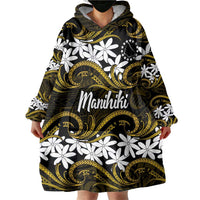 Personalised Cook Islands Manihiki Wearable Blanket Hoodie Tiare Maori Polynesian Waves Tattoo LT14 - Polynesian Pride