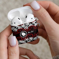 Personalised Cook Islands Atiu Enuamanu AirPods Case Tiare Maori Polynesian Waves Tattoo