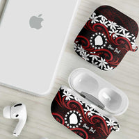 Personalised Cook Islands Atiu Enuamanu AirPods Case Tiare Maori Polynesian Waves Tattoo