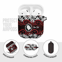 Personalised Cook Islands Atiu Enuamanu AirPods Case Tiare Maori Polynesian Waves Tattoo