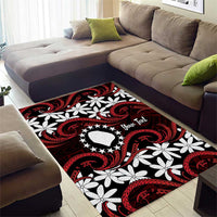 Personalised Cook Islands Atiu Enuamanu Area Rug Tiare Maori Polynesian Waves Tattoo