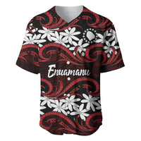 Personalised Cook Islands Atiu Enuamanu Baseball Jersey Tiare Maori Polynesian Waves Tattoo