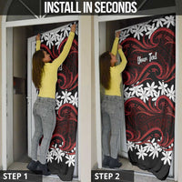 Personalised Cook Islands Atiu Enuamanu Door Cover Tiare Maori Polynesian Waves Tattoo