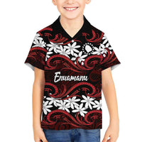 Personalised Cook Islands Atiu Enuamanu Family Matching Summer Maxi Dress and Hawaiian Shirt Tiare Maori Polynesian Waves Tattoo LT14 Son's Shirt Red - Polynesian Pride