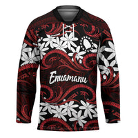 Personalised Cook Islands Atiu Enuamanu Hockey Jersey Tiare Maori Polynesian Waves Tattoo LT14 Unisex Red - Polynesian Pride