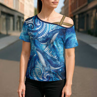 New Zealand Humpback Whale Matariki Cross Shoulder Shirt Maori New Year Taniko Niho Taniwha LT14 - Polynesian Pride