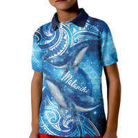 New Zealand Humpback Whale Matariki Kid Polo Shirt Maori New Year Taniko Niho Taniwha LT14 Kid Blue - Polynesian Pride
