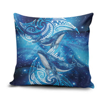 New Zealand Humpback Whale Matariki Pillow Cover Maori New Year Taniko Niho Taniwha LT14 Blue - Polynesian Pride