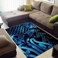 Humpback Whale Matariki New Zealand Area Rug NZ Maori Paikea Poutama Luxury Blue LT14 - Polynesian Pride