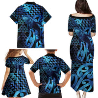 Humpback Whale Matariki New Zealand Family Matching Puletasi and Hawaiian Shirt NZ Maori Paikea Poutama Luxury Blue LT14 - Polynesian Pride