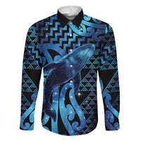 Humpback Whale Matariki New Zealand Family Matching Short Sleeve Bodycon Dress and Hawaiian Shirt NZ Maori Paikea Poutama Luxury Blue LT14 Dad's Shirt - Long Sleeve Blue - Polynesian Pride