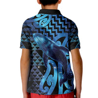 Humpback Whale Matariki New Zealand Kid Polo Shirt NZ Maori Paikea Poutama Luxury Blue LT14 - Polynesian Pride