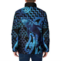 Humpback Whale Matariki New Zealand Padded Jacket NZ Maori Paikea Poutama Luxury Blue