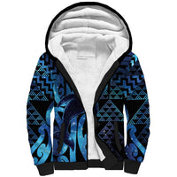 Humpback Whale Matariki New Zealand Sherpa Hoodie NZ Maori Paikea Poutama Luxury Blue